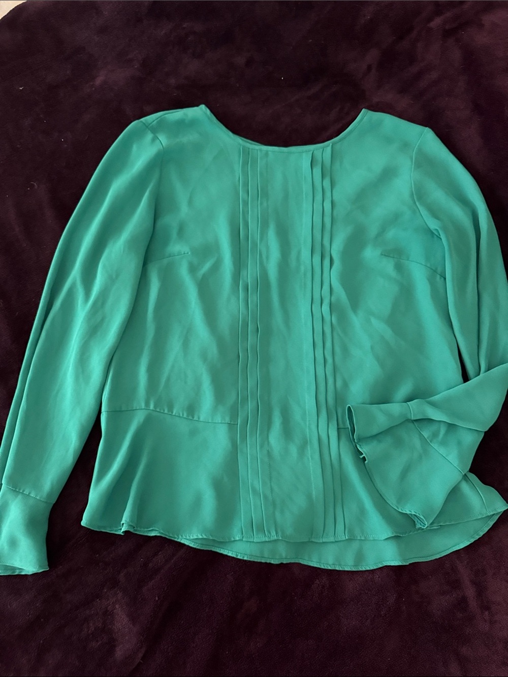 5 x $25 Banana Republic Teal Pintuck Long-Sleeve Blouse